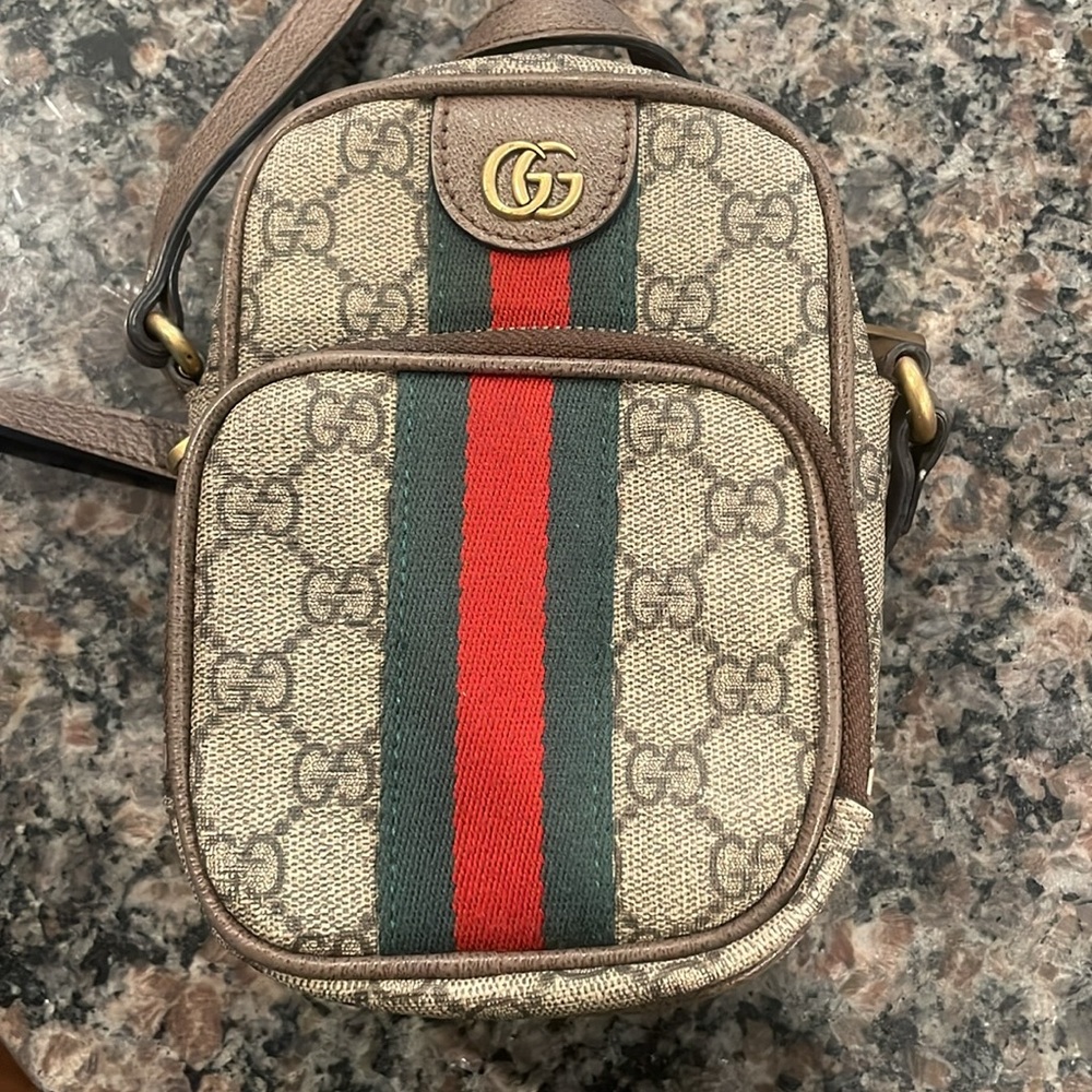 Mini GUCCI Ophidia Top Handle Crossbody Bag GG Coated Canvas Good condition